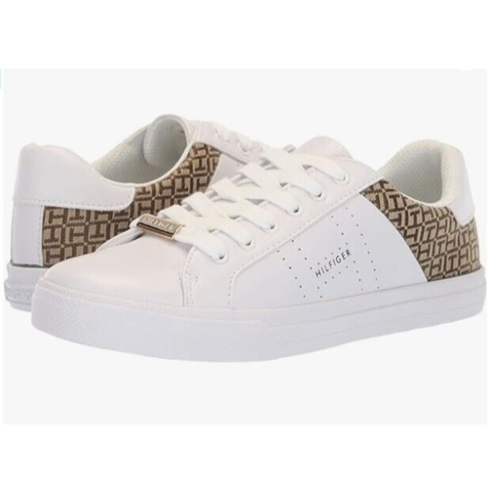 Tommy Hilfiger Lorio Sneakers White Signature Shoes Lace Up Womens Size 8